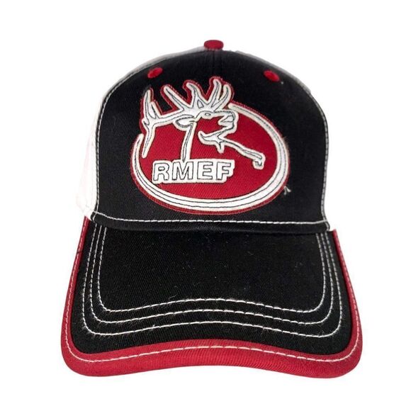 Rocky Mountain Elk Foundation RMEF 5-Panel Hat Black / Red Adjustable OS - Picture 1 of 8